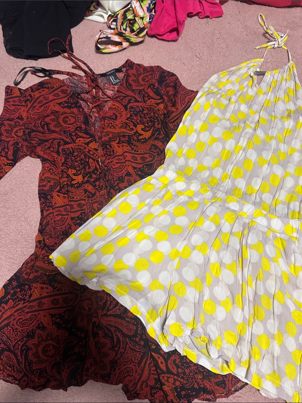 Zara Yellow and White Polka Dot Halter Romper